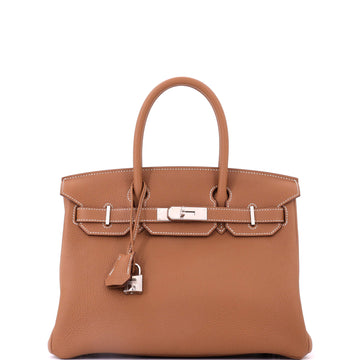 Hermes Birkin Handbag Brown Togo with Palladium Hardware 30