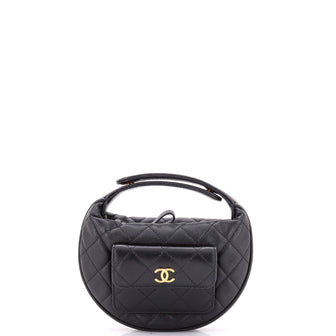 Chanel Polly Pocket Pouch Hobo Quilted Caviar Mini