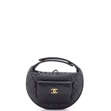 Chanel Polly Pocket Pouch Hobo Quilted Caviar Mini