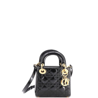 Christian Dior Lady Dior Bag Cannage Quilt Patent Mini