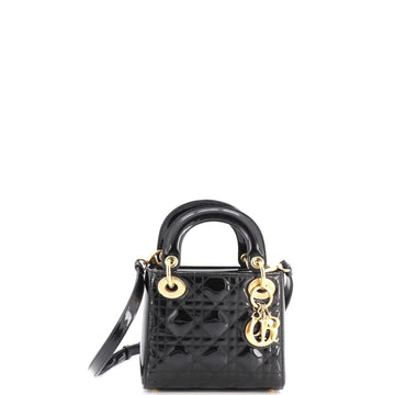 Christian Dior Lady Dior Bag Cannage Quilt Patent Mini