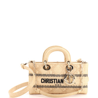 Christian Dior Lady D-Joy Bag Cannage Embroidered Raffia Medium