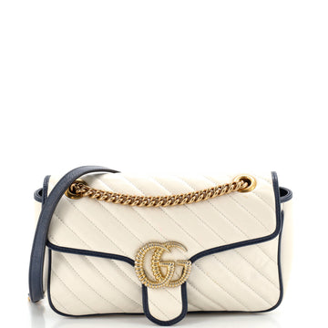 Gucci GG Marmont Flap Bag Diagonal Quilted Leather Small