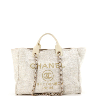 Chanel Deauville Tote Raffia with Glitter Detail Medium