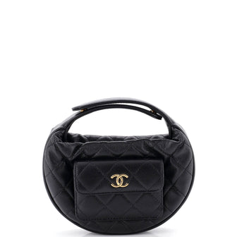 Chanel Polly Pocket Pouch Hobo Quilted Caviar Mini
