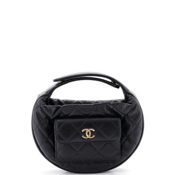 Chanel Polly Pocket Pouch Hobo Quilted Caviar Mini