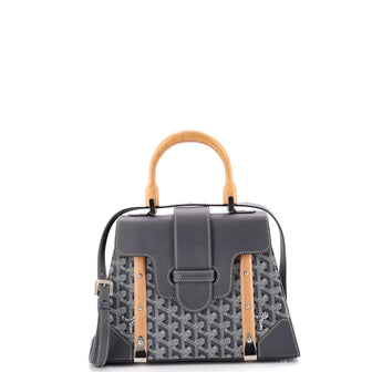Goyard Saigon Top Handle Bag Coated Canvas with Leather PM