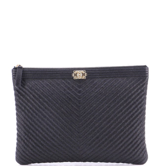 Chanel Boy O Case Clutch Chevron Caviar Medium