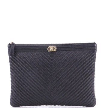 Chanel Boy O Case Clutch Chevron Caviar Medium