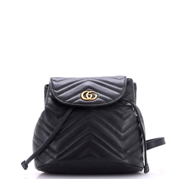 Gucci GG Marmont Drawstring Backpack Matelasse Leather Mini