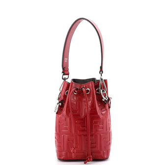 Fendi Mon Tresor Bucket Bag Zucca Embossed Leather Mini