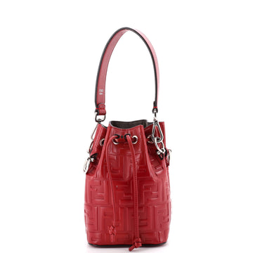 Fendi Mon Tresor Bucket Bag Zucca Embossed Leather Mini