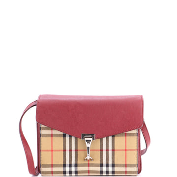 Burberry Macken Crossbody Bag Leather and Vintage Check Canvas Small