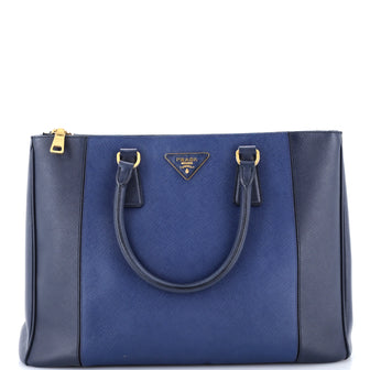 Prada Bicolor Double Zip Lux Tote Saffiano Leather Medium