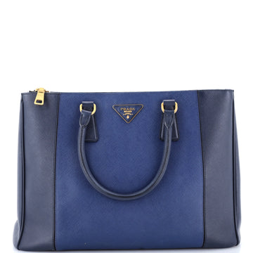 Prada Bicolor Double Zip Lux Tote Saffiano Leather Medium