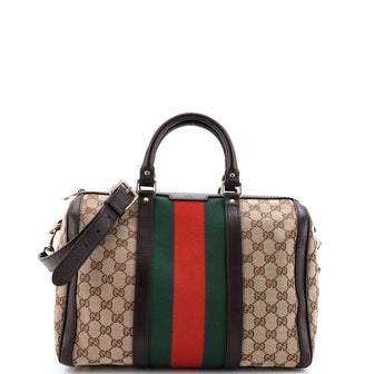 Gucci Vintage Web Boston Bag GG Canvas Medium