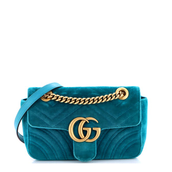 Gucci GG Marmont Flap Bag Matelasse Velvet Small