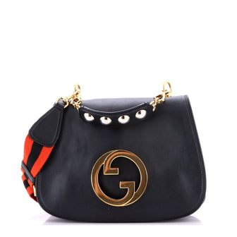 Gucci Web Blondie Shoulder Flap Bag Leather Medium