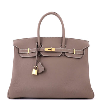 Hermes Birkin Handbag Grey Togo with Gold Hardware 35