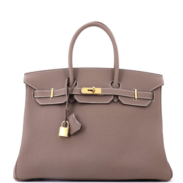 Hermes Birkin Handbag Grey Togo with Gold Hardware 35