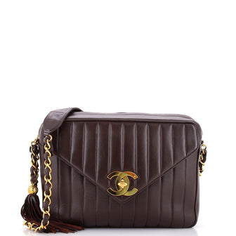 Chanel Vintage Front Pocket Camera Bag Vertical Quilt Lambskin Large