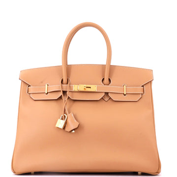 Hermes Birkin Handbag Brown Courchevel with Gold Hardware 35