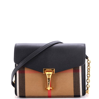 Burberry Macken Crossbody Bag Leather and House Check Canvas Baby