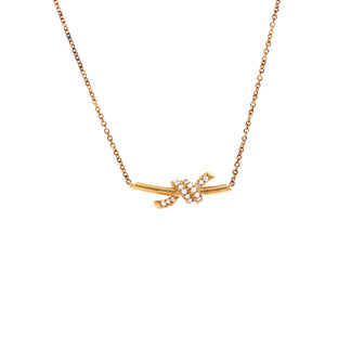 Tiffany & Co. Knot Pendant Necklace 18K Yellow Gold with Diamonds Small