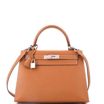 Hermes Kelly Handbag Brown Epsom with Palladium Hardware 28