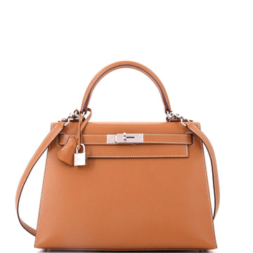 Hermes Kelly Handbag Brown Epsom with Palladium Hardware 28