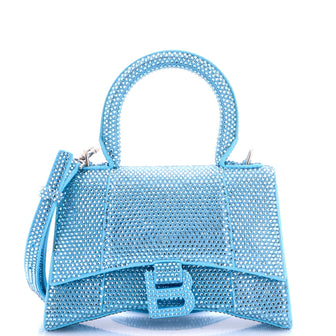 Balenciaga Hourglass Top Handle Bag Suede with Crystals XS