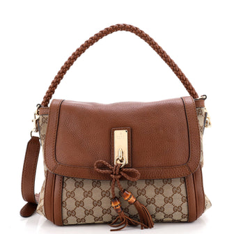 Gucci Bella Flap Shoulder Bag GG Canvas with Leather Medium