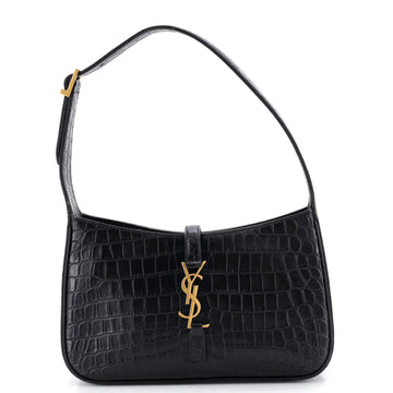 Saint Laurent Le 5 a 7 Hobo Crocodile Embossed Leather Small