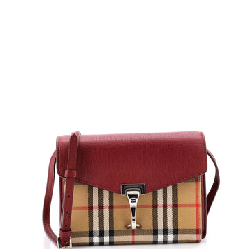 Burberry Macken Crossbody Bag Leather and Vintage Check Canvas Baby
