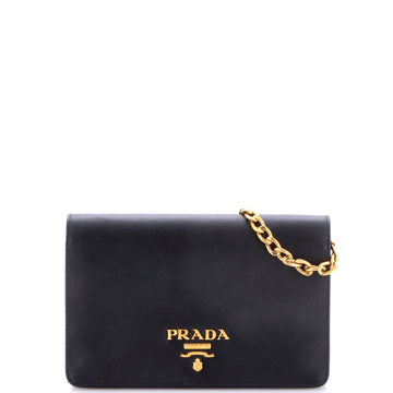 Prada Chain Wallet Crossbody Saffiano Leather
