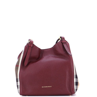 Burberry Canterbury Tote Leather and House Check Canvas Small