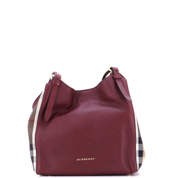 Burberry Canterbury Tote Leather and House Check Canvas Small