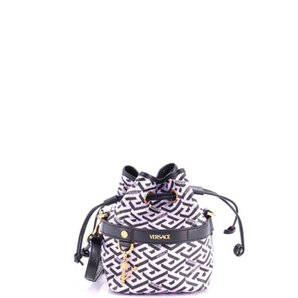Versace La Greca Bucket Bag Printed Coated Canvas Mini
