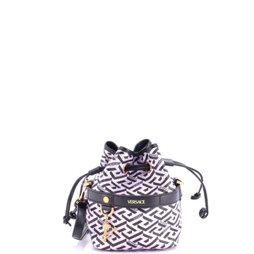 Versace La Greca Bucket Bag Printed Coated Canvas Mini