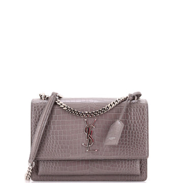 Saint Laurent Sunset Crossbody Bag Crocodile Embossed Leather Medium