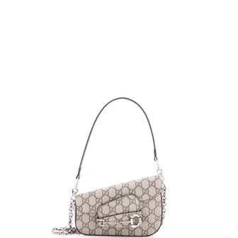Gucci Horsebit 1955 Asymmetric Shoulder Bag GG Coated Canvas Mini