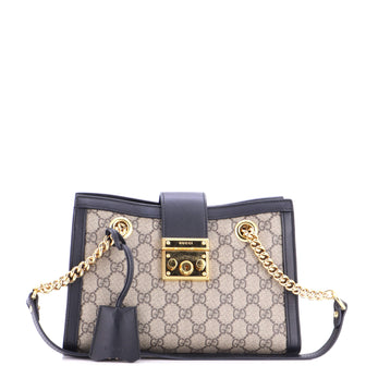 Gucci Padlock Chain Tote GG Coated Canvas with Leather Small