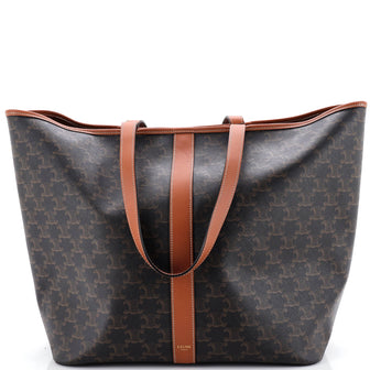 Celine Cabas Zip Tote Triomphe Coated Canvas Medium