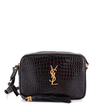 Saint Laurent Lou Camera Bag Crocodile Embossed Leather Small