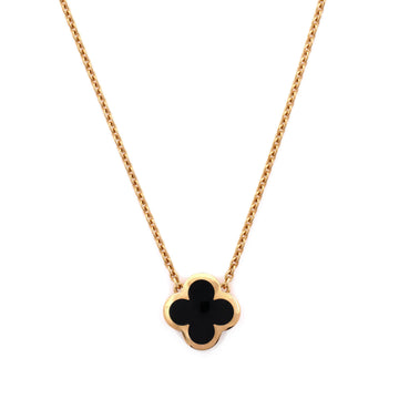 Van Cleef & Arpels Pure Alhambra Pendant Necklace 18K Yellow Gold and Onyx