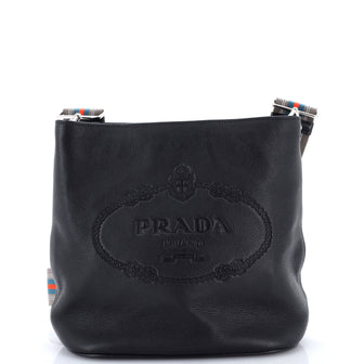 Prada Logo Bucket Messenger Bag Vitello Phenix Medium