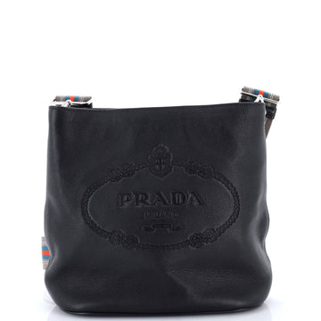 Prada Logo Bucket Messenger Bag Vitello Phenix Medium
