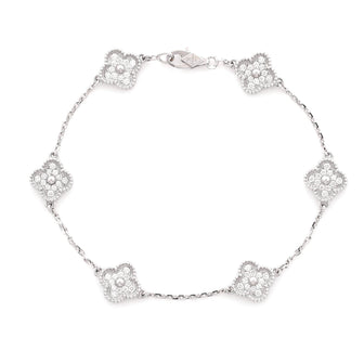 Van Cleef & Arpels Sweet Alhambra 6 Motifs Bracelet 18K White Gold and Diamonds