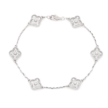 Van Cleef & Arpels Sweet Alhambra 6 Motifs Bracelet 18K White Gold and Diamonds