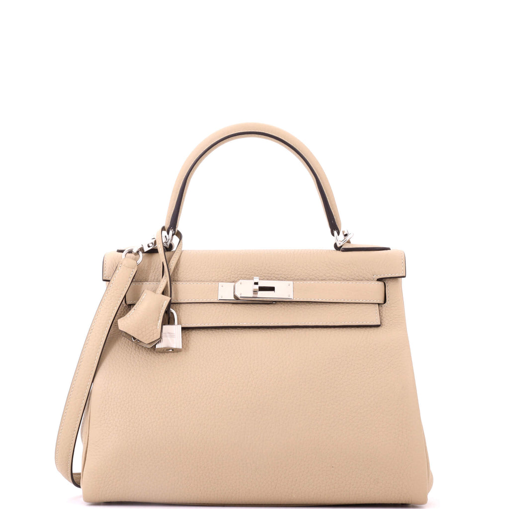 Hermes Kelly Handbag Light Clemence with Palladium Hardware 28 436507